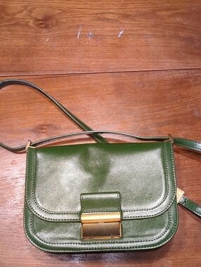 Charles & Keith Charlot Olive Green Crossbody with Gold Accent